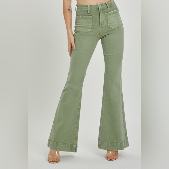 High Rise Patch Pocket Bell Bottom Jeans - Risen - Picture 3 of 7
